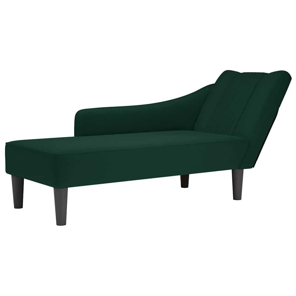 vidaXL Chaiselongue Chaiselongue mit Rechter Armlehne Dunkelgrün Samt, 1 Teile