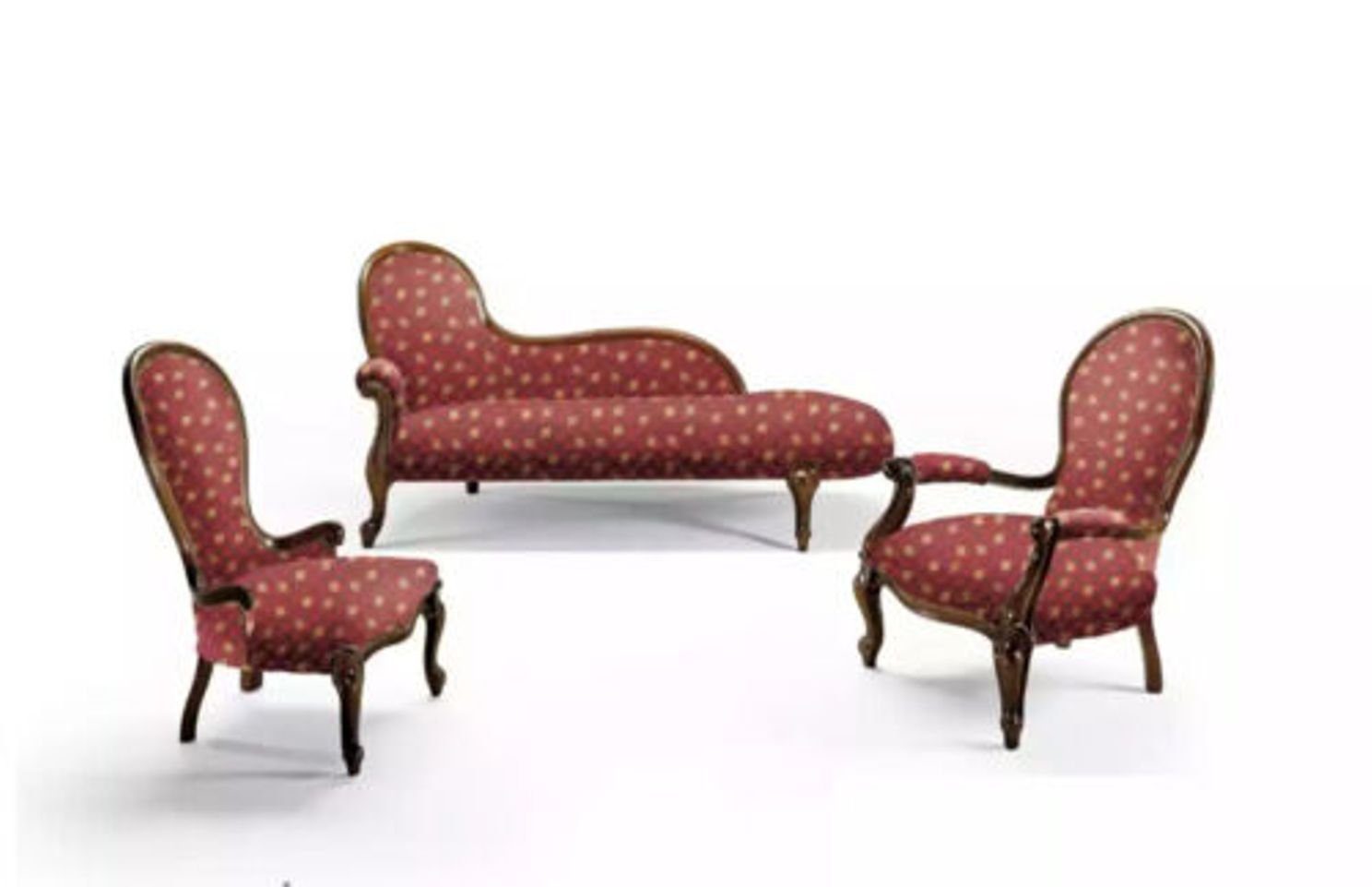 JVmoebel Wohnzimmer-Set Rot + Italy Made 2x in Neu, (3-St., Set Sessel), Wohnzimmer Polster Chaiselongue Sessel Liege Chaiselongue Klassisch