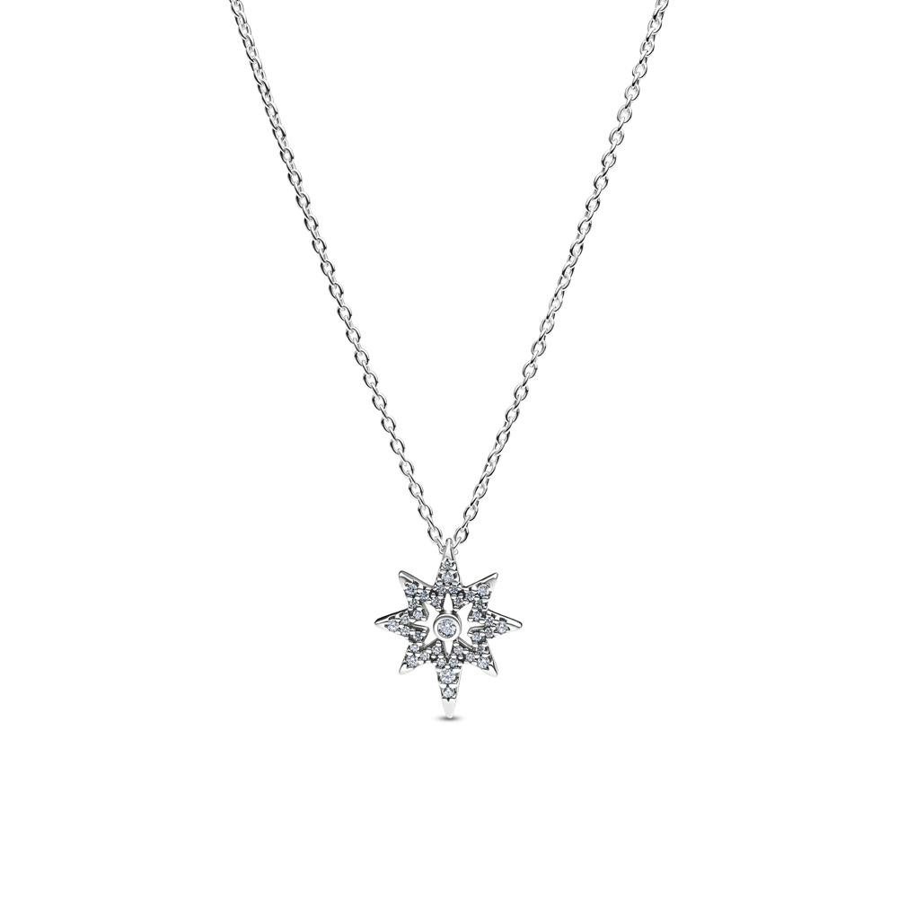 Kette mit Anhänger PANDORA Polarstern Kette für Damen aus 925er Silber, Zirkonia