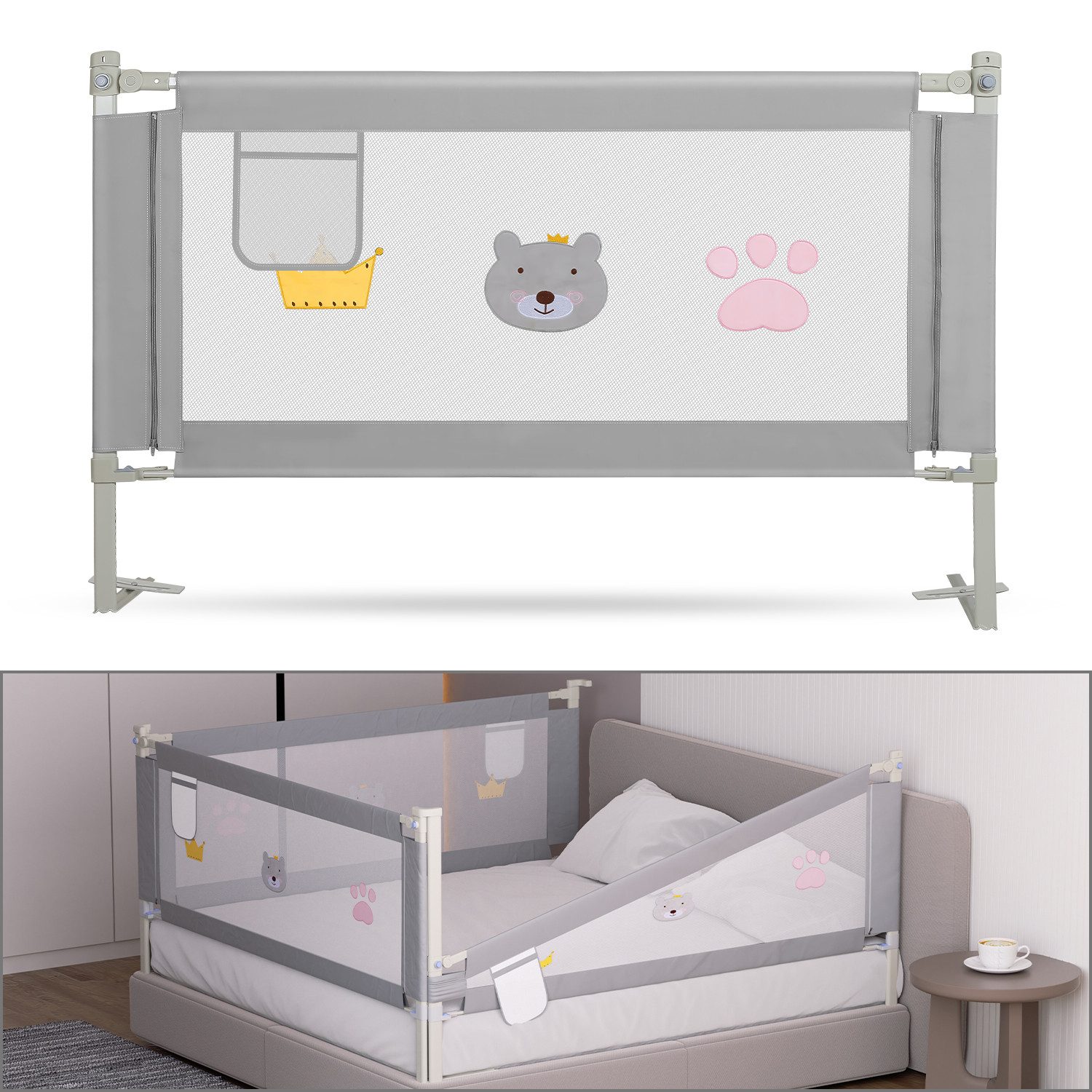 Clanmacy Bettschutzgitter Bettgitter Bettschutzgitter Kinderbettgitter Kind günstig online kaufen