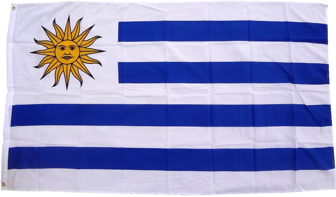 trends4cents Flagge XXL Flagge Fahne mit 3 Messingösen in 250 x 150 cm (Uruguay), für Fahnenmaste