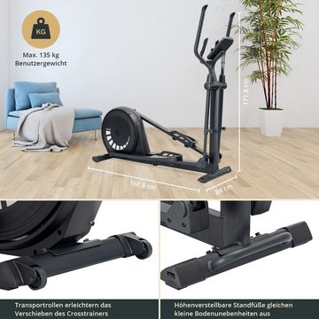 Skandika Crosstrainer Carbon P20-R mit Matte, Ellipsentrainer für Zuhause, 23 Programme, App kompatibel, bis 135 kg