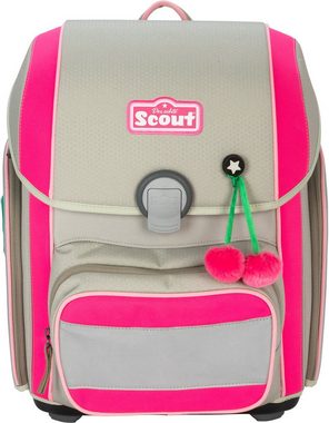 Scout Schulranzen Genius, Pink Cherry (Set, 5-tlg), mit 3 Funny Snaps; enthält recyceltes Material