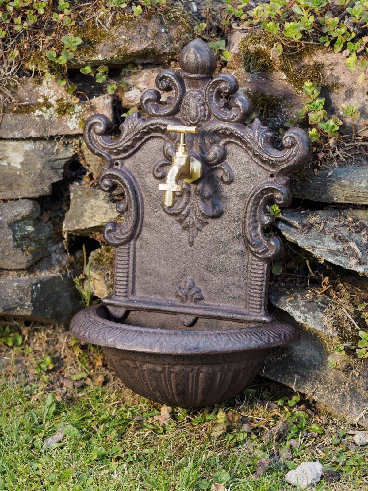 Waschbecken Stil Wandbrunnen Aubaho Garten Eisen fou Nostalgie Gartenbrunnen 50,5cm Brunnen