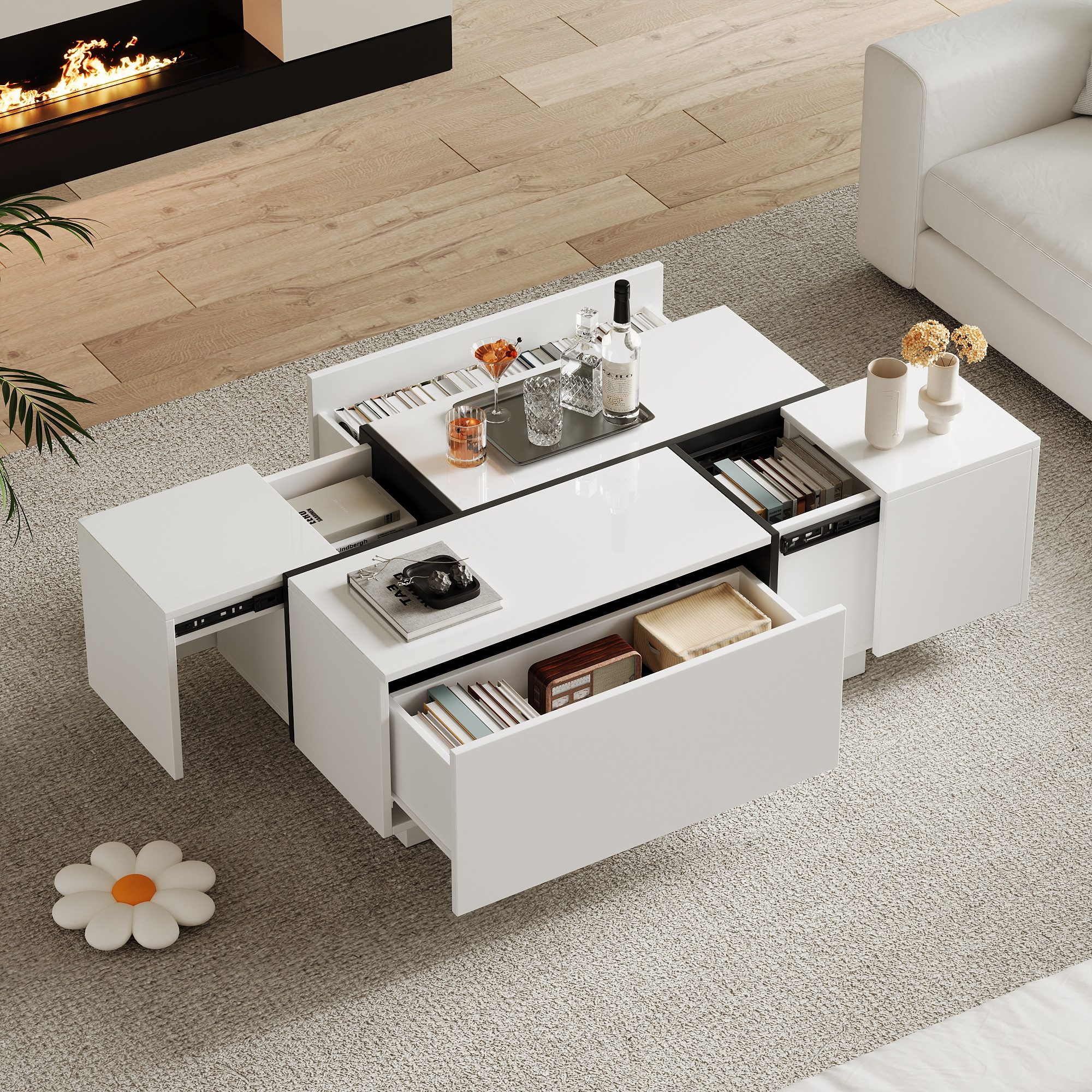 Merax Couchtisch hochglanz Sofatisch mit Patchwork-Design günstig online kaufen