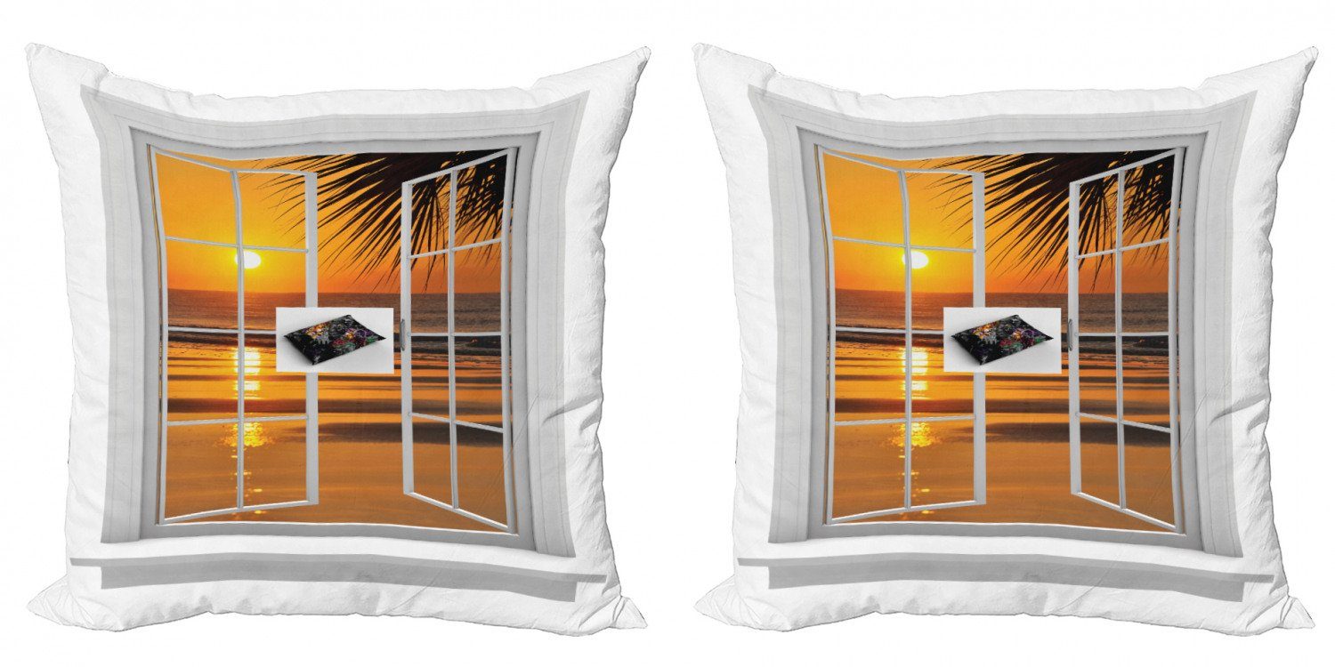 Ansicht Modern Digitaldruck, Kissenbezüge (2 Sunset Stück), Accent Tropisch Abakuhaus Ocean Doppelseitiger Sky
