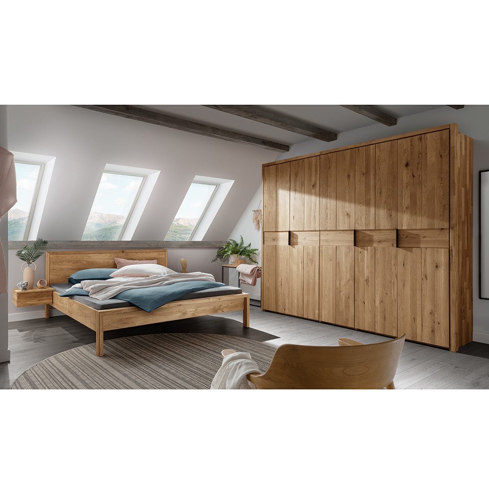 Lomadox Schlafzimmer-Set AVELLINO-137, (Spar-Set, 2-tlg., Bett Nachttische Kleiderschrank), Schlafzimmermöbel Garderobenschrank mit Bett 180x200 cm modern Eiche