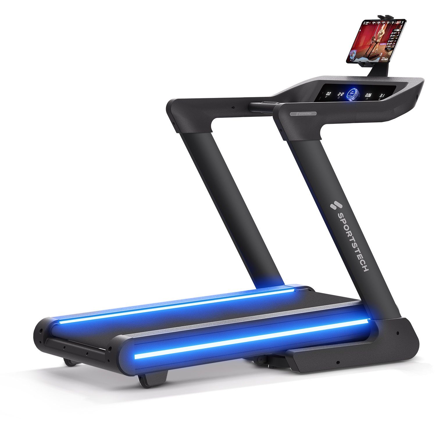 Sportstech Laufband sTread Lite, Bis 20 km/h, 15 Stufen, 16% Steigung, klappbar, Tablethalterung