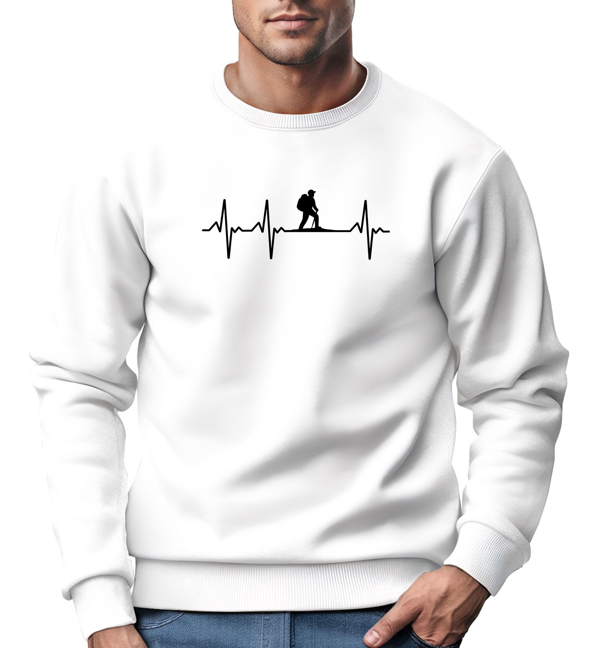 Sweatshirt Sweatshirt Herren Wanderer Herzschlag Outdoor Natur Rundhals-Pullover
