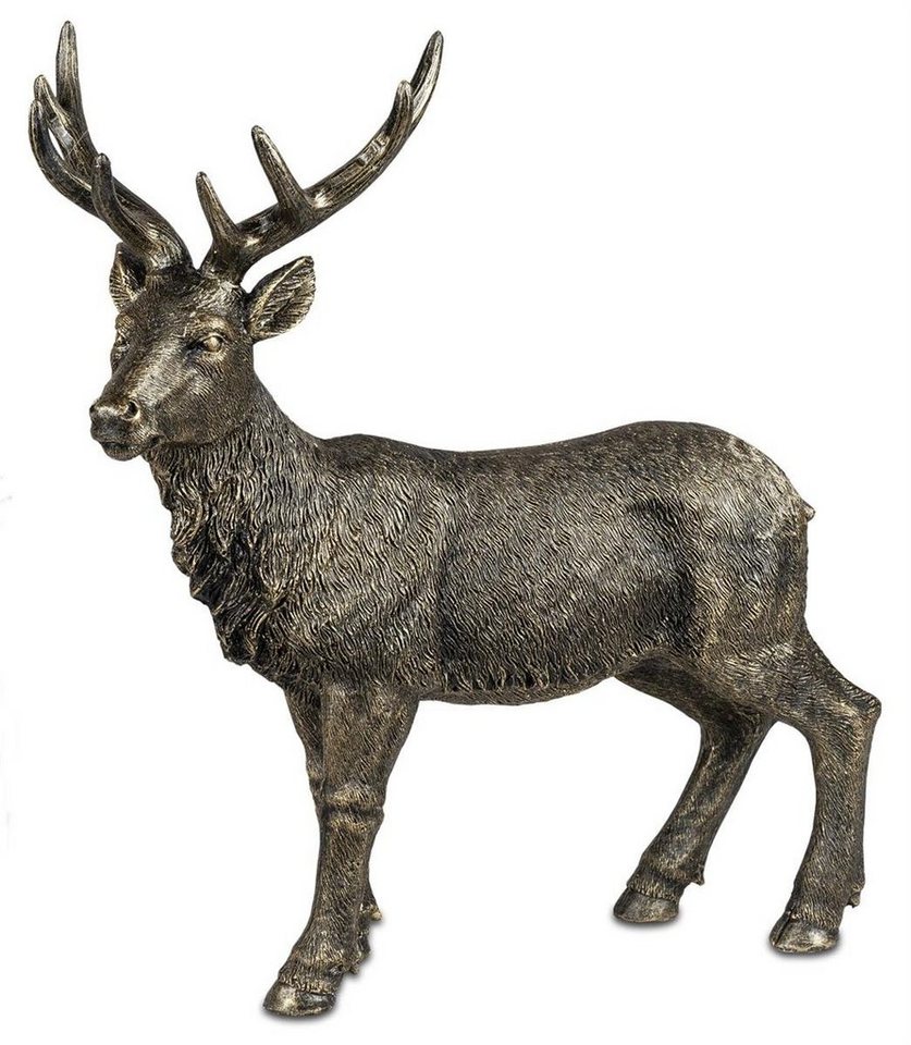 dekojohnson Dekofigur Deko-Hirsch Weihnachtsdeko stehend bronze 37x40cm