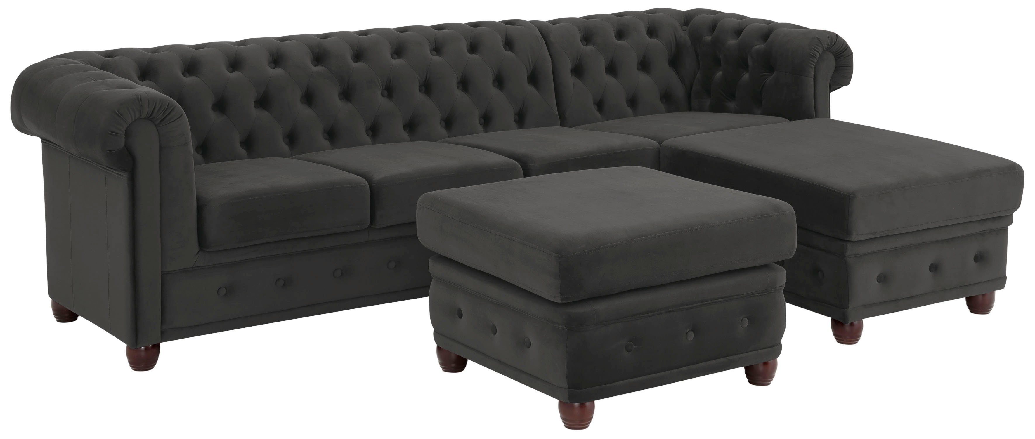 Home affaire Chesterfield-Sofa New Castle L-Form, hochwertige Knopfheftung in Chesterfield-Design, B/T/H: 255(171/72)