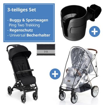 ABC Design Kinder-Buggy Ping Two Trekking - Ink, Sportwagen mit Liegefunktion & Regenschutz - klein faltbar bis 22 kg