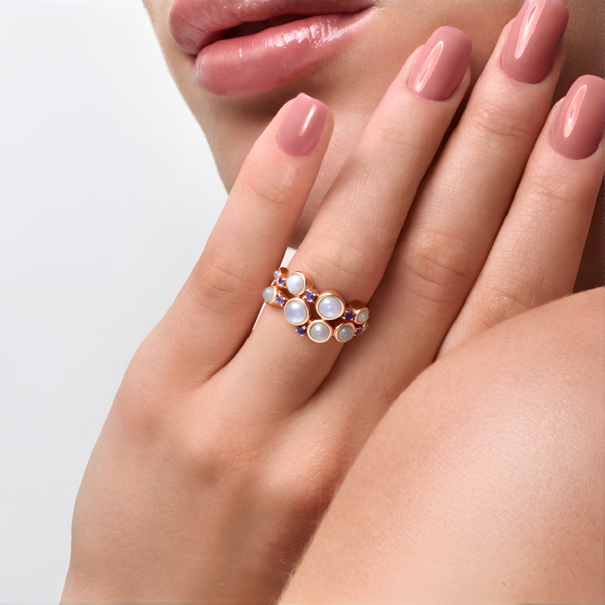 Cavill Silberring Mondstein Iolith Rose Gold-Plated Silber Ring (1-tlg)