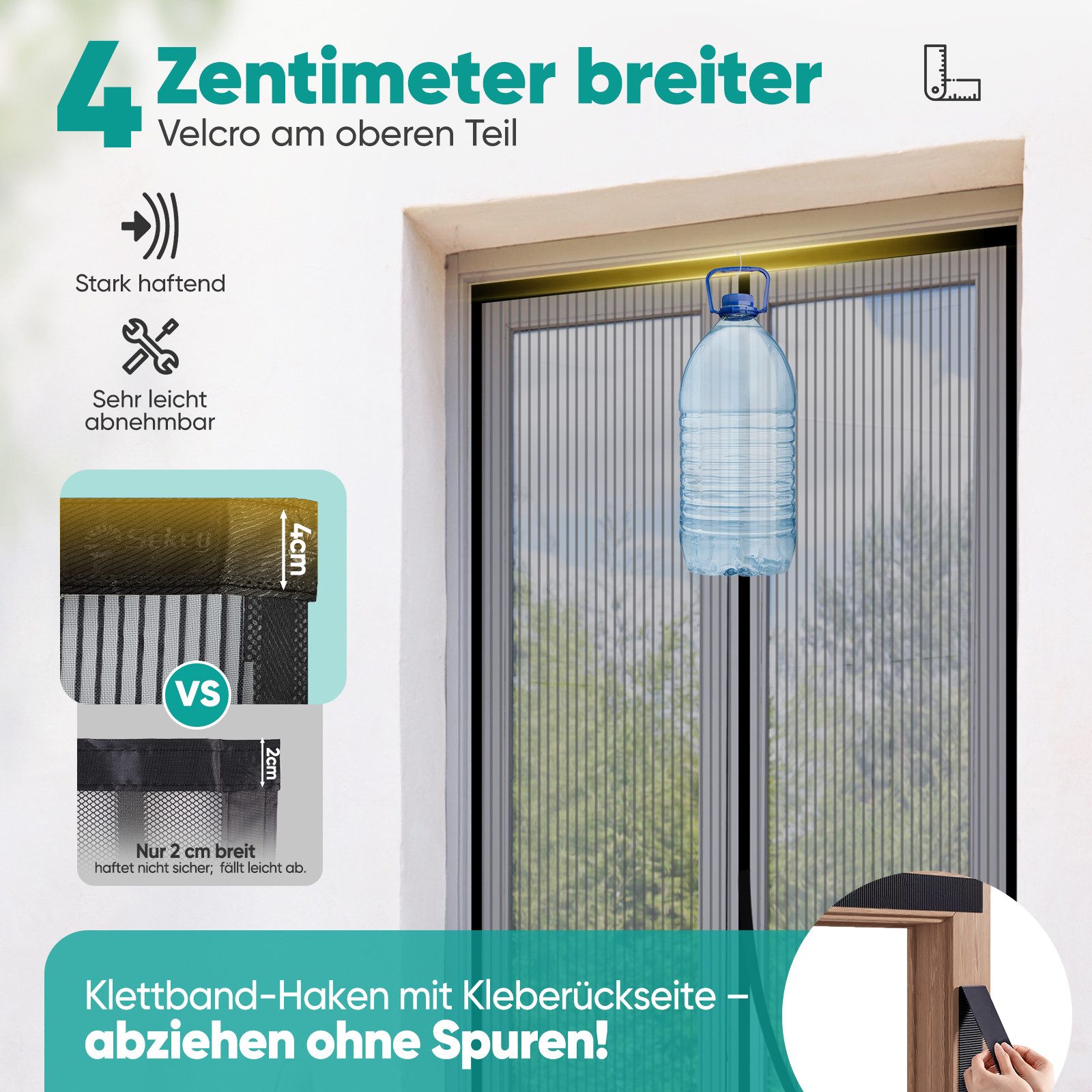 Sekey Insektenschutz-Tür Fliegengitter Türvorhang für Balkontür katzensicher, ohne Bohren, langlebig, geruchsfrei – Insektenschutz