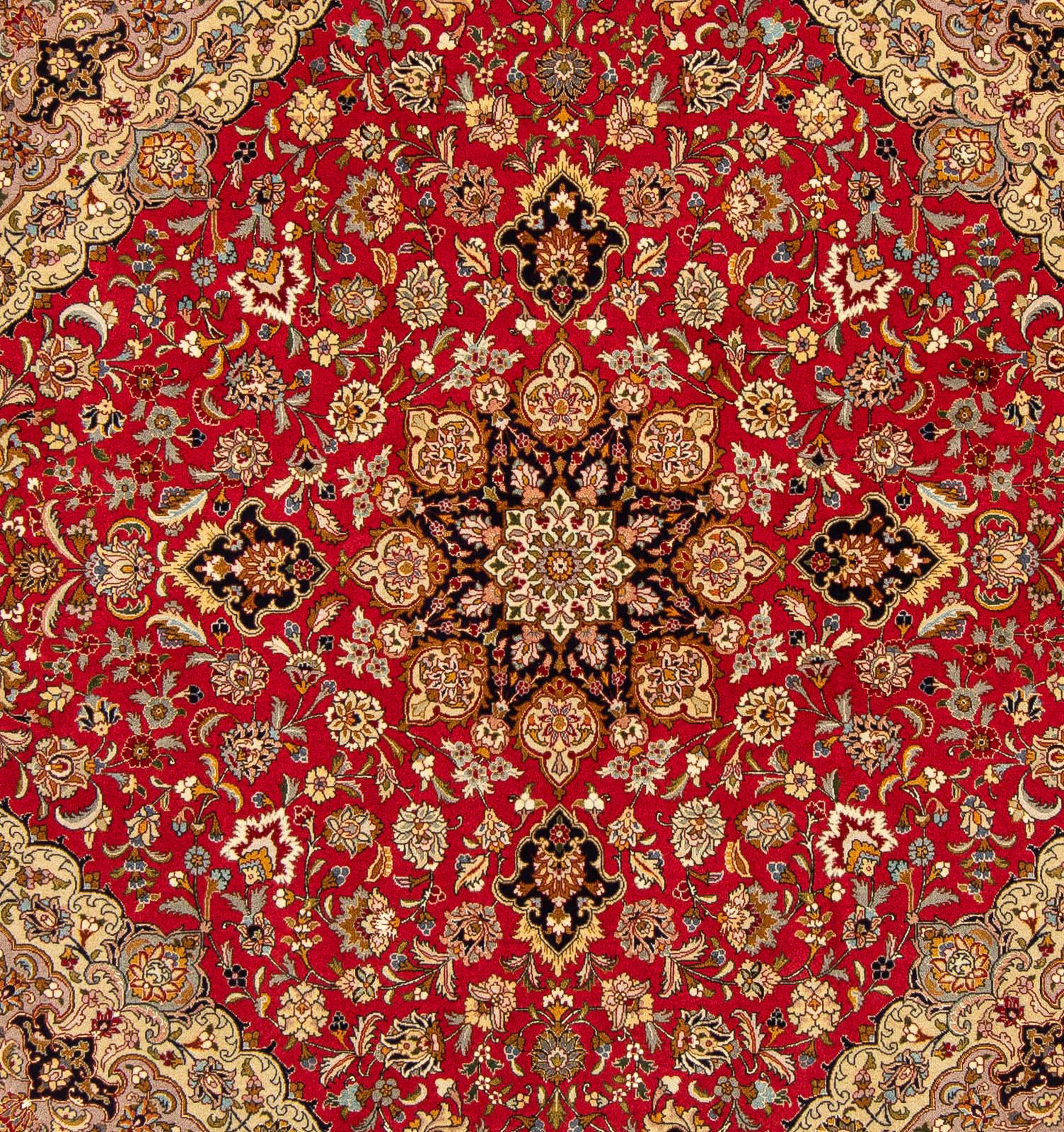 Orientteppich Perser - Täbriz - quadratisch Royal cm x 203 rot, quadratisch, Handgeknüpft, Höhe: 203 Zertifikat morgenland, 7 Wohnzimmer, - - Einzelstück mit mm
