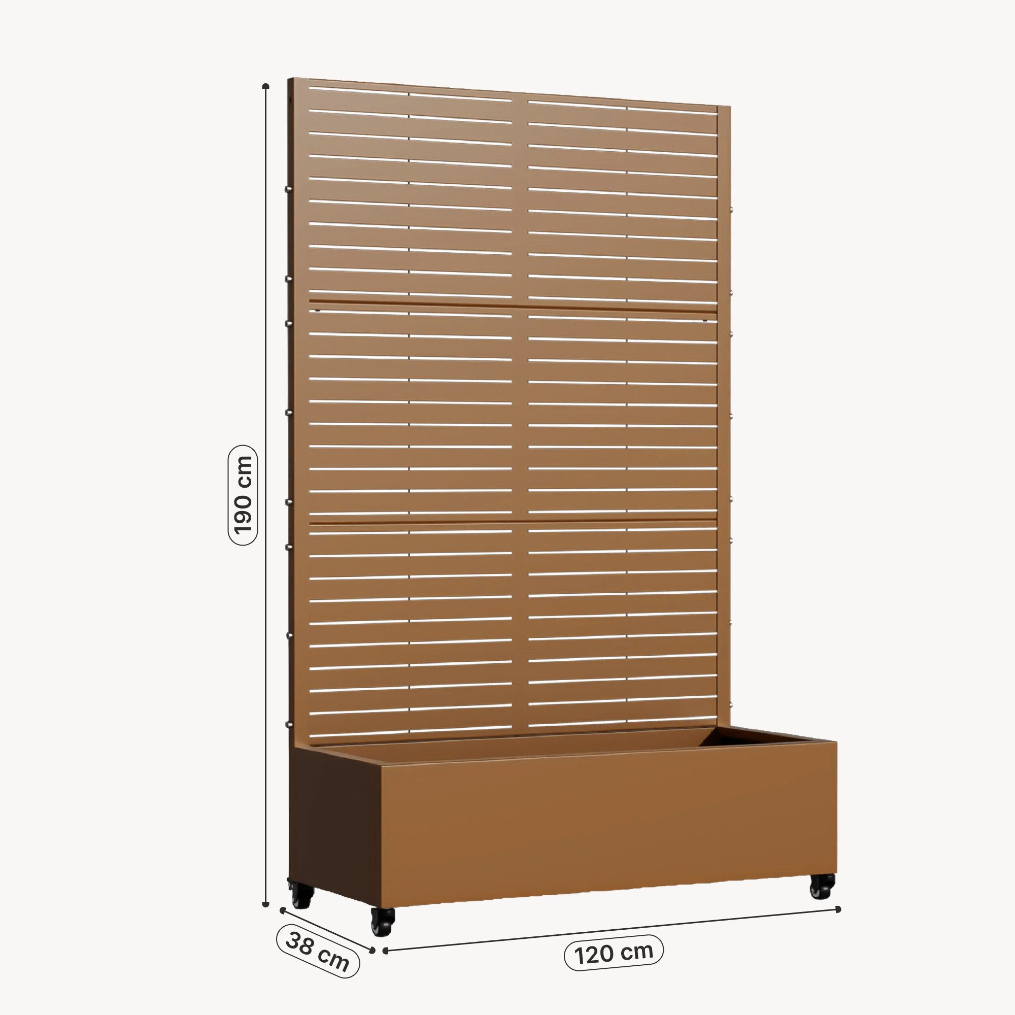 casa.pro Blumenkasten, »Nodepp« mit Sichtschutz 4 Rollen 190x120x38 cm Stahl Braun