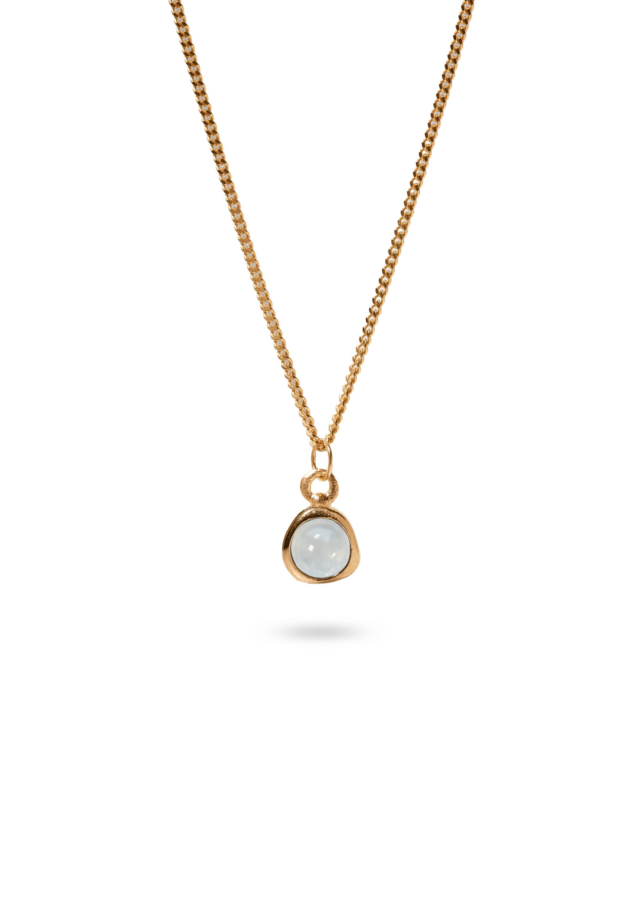 Kette mit Anhänger Stone Fluid Aquamarin Anhänger 925 Sterling Silber Vergoldet