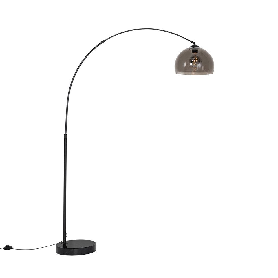 Qazqa Bogenlampe Arc, ohne Leuchtmittel, Warmweiß, QAZQA Bogen­lampe, e27, Schwarz, Stahl, Modern