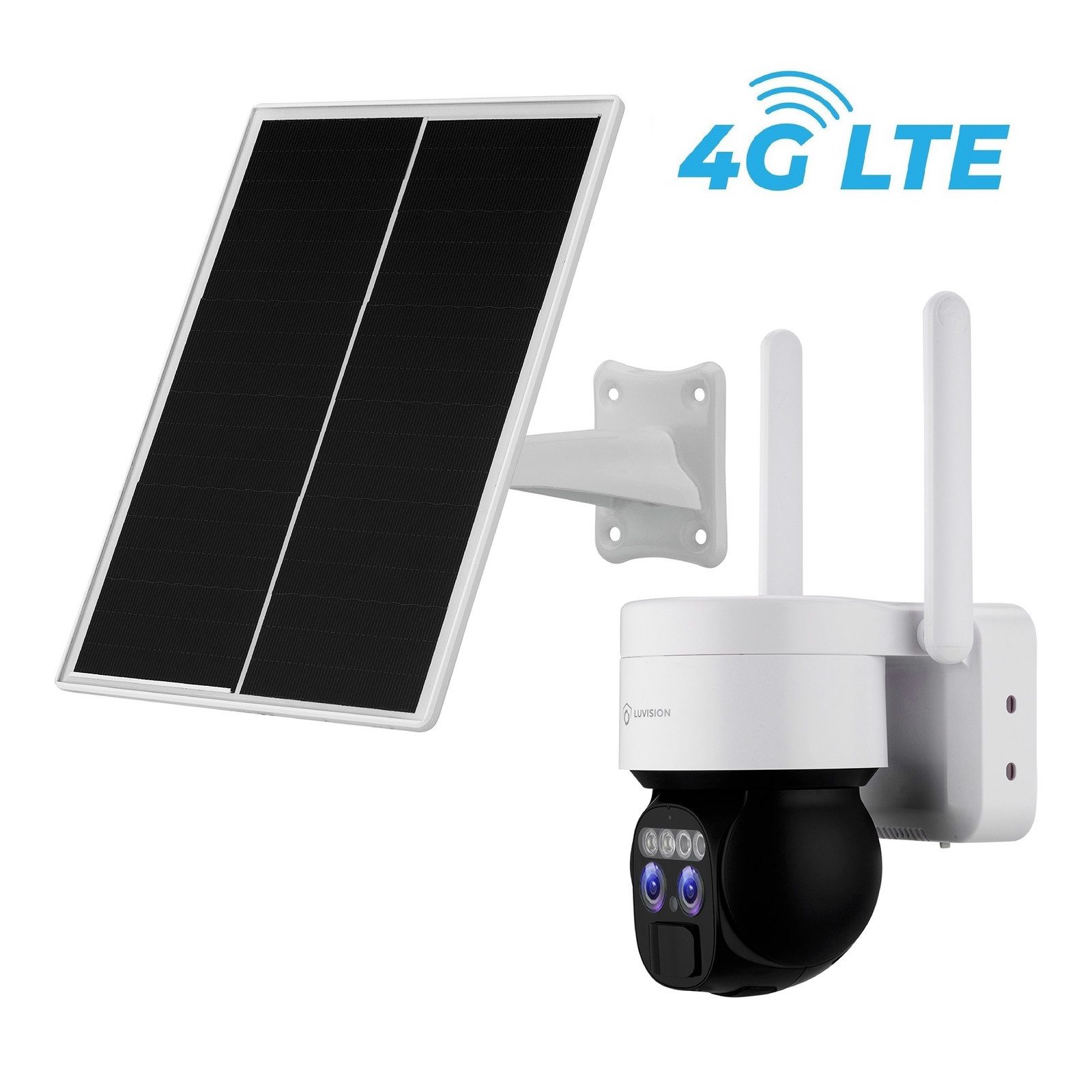 LUVISION Überwachungskamera LV-G-2043 (Außenbereich, 1-tlg., 4G / LTE PTZ Solar Akku Überwachungskamera Kamera für SIM Karte, 12 x optischer Zoom, Sirene, Duo Objektiv, Gegensprechfunktion)