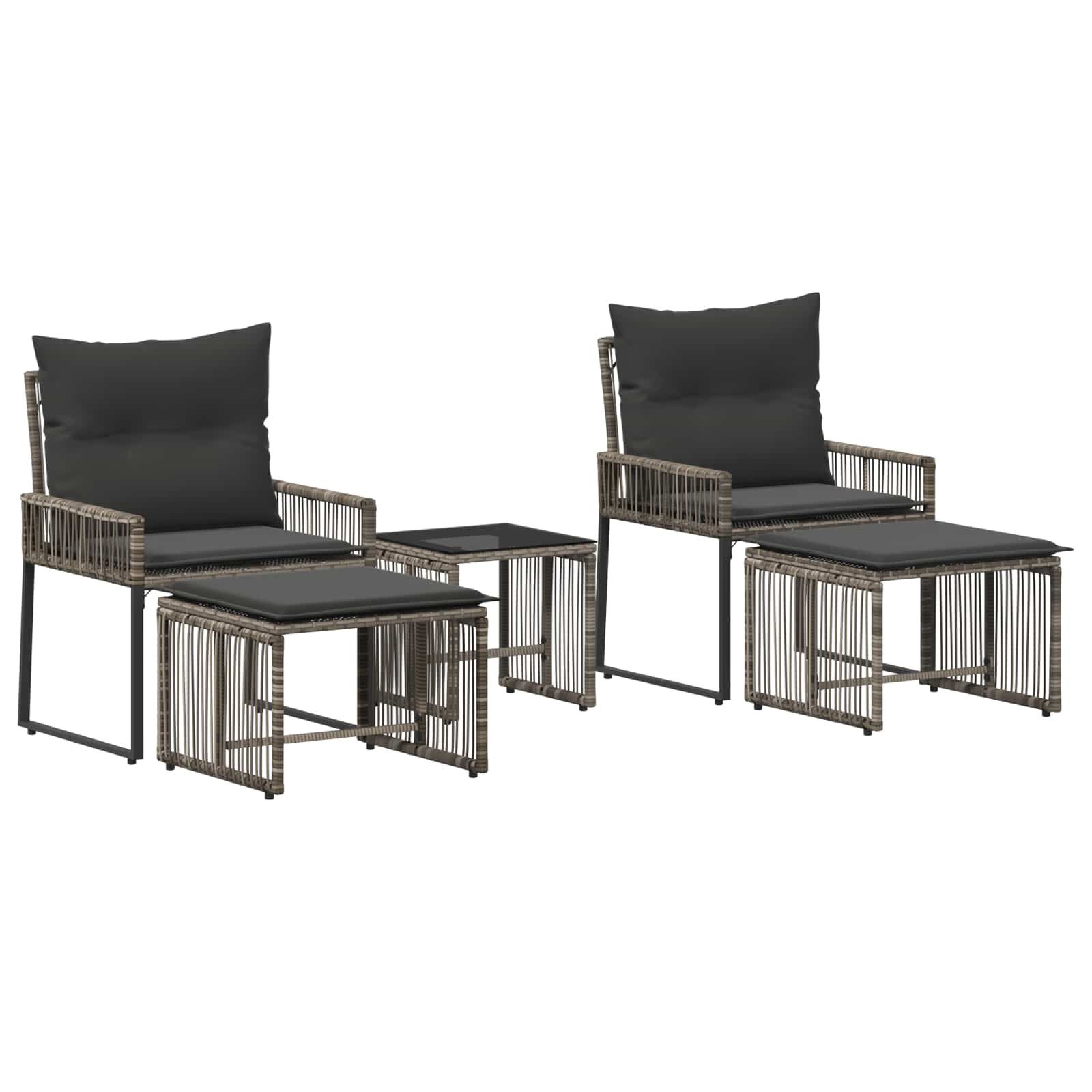 vidaXL Gartenlounge-Set Gartenmöbel Set 11 pcs Grau und Dunkelgrau Poly-Rattan, (11-tlg)