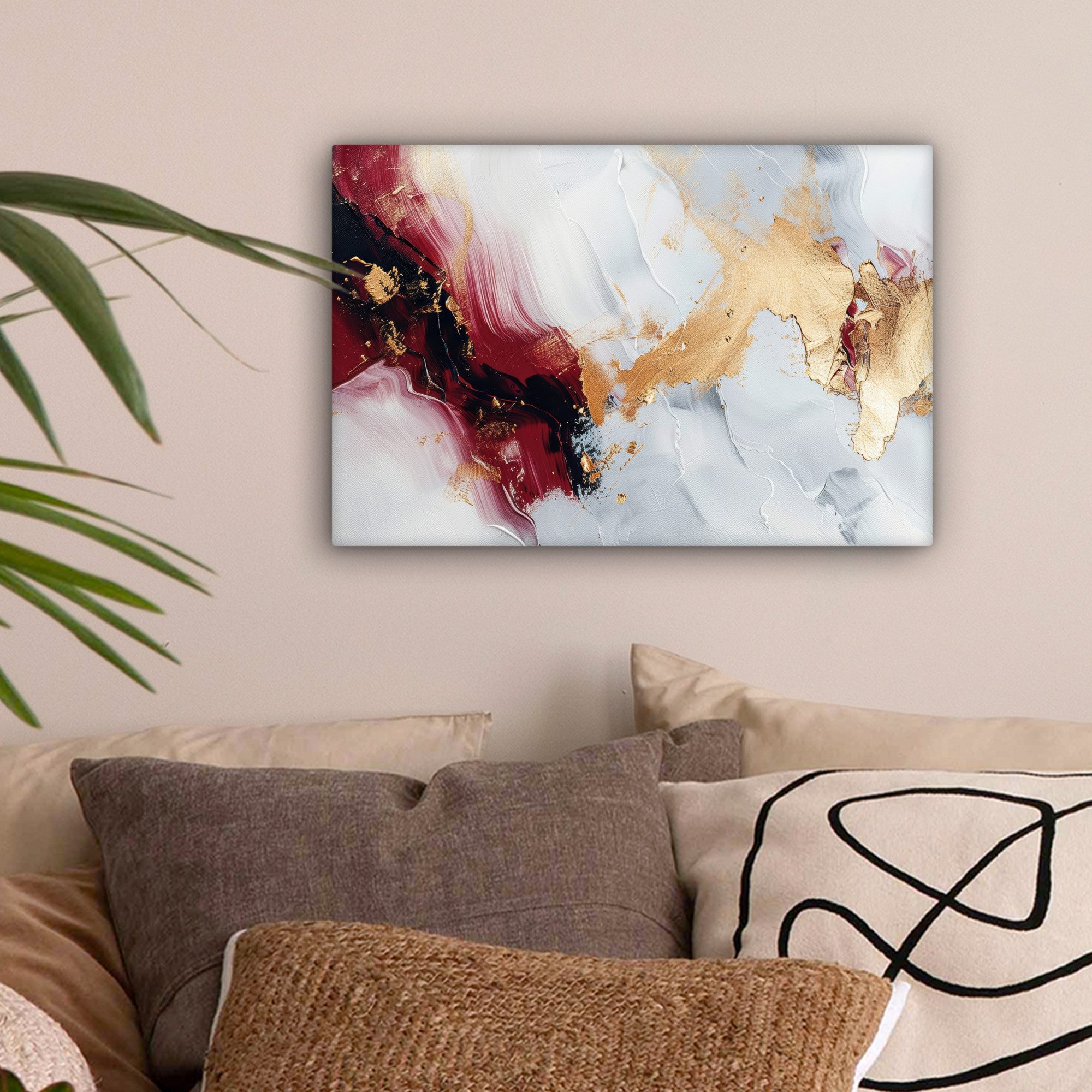 OneMillionCanvasses® Leinwandbild Rot - Abstrakt - Gold - Modern, Fotodruck günstig online kaufen