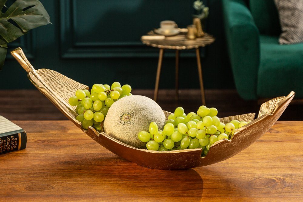 riess-ambiente Dekoschale GOLD LEAF 62cm gold (Einzelartikel, 1 St), Esszimmer · Metall · Blatt Design · Handarbeit · Kunst · Wohnzimmer