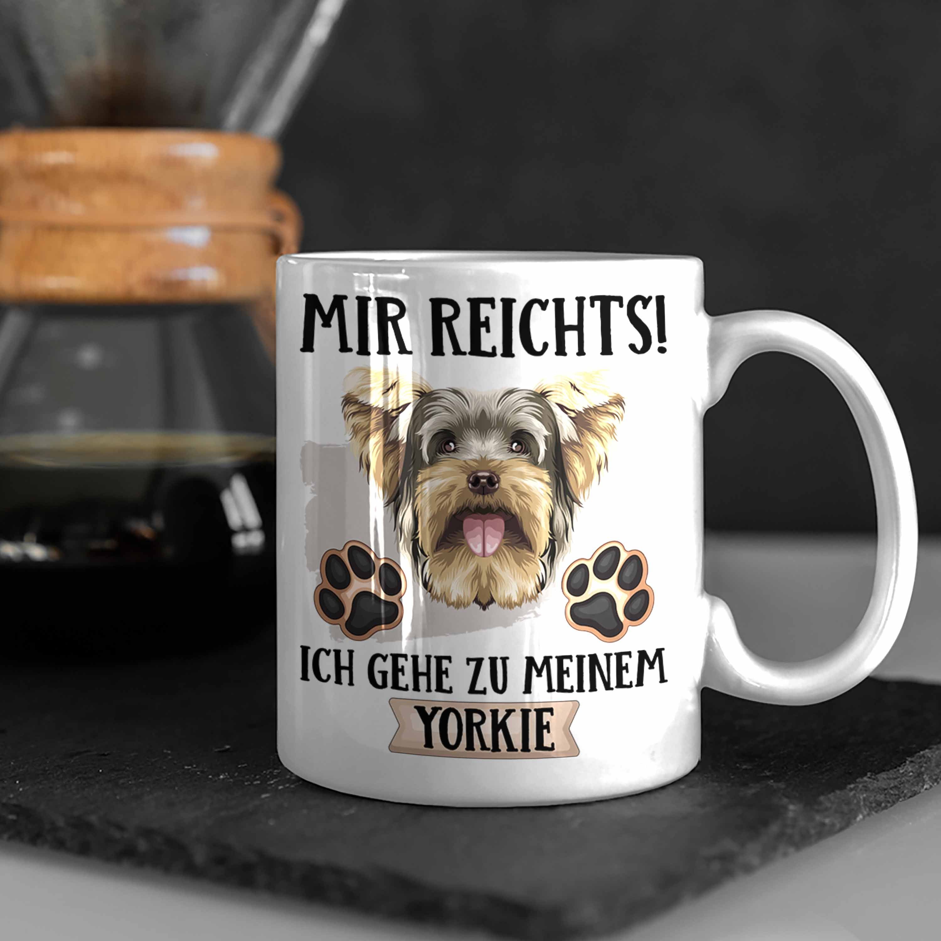 Besitzer Yorkie Lustiger Trendation Mir Spruch Tasse Geschenkidee Reicht Tasse Geschenk Weiss