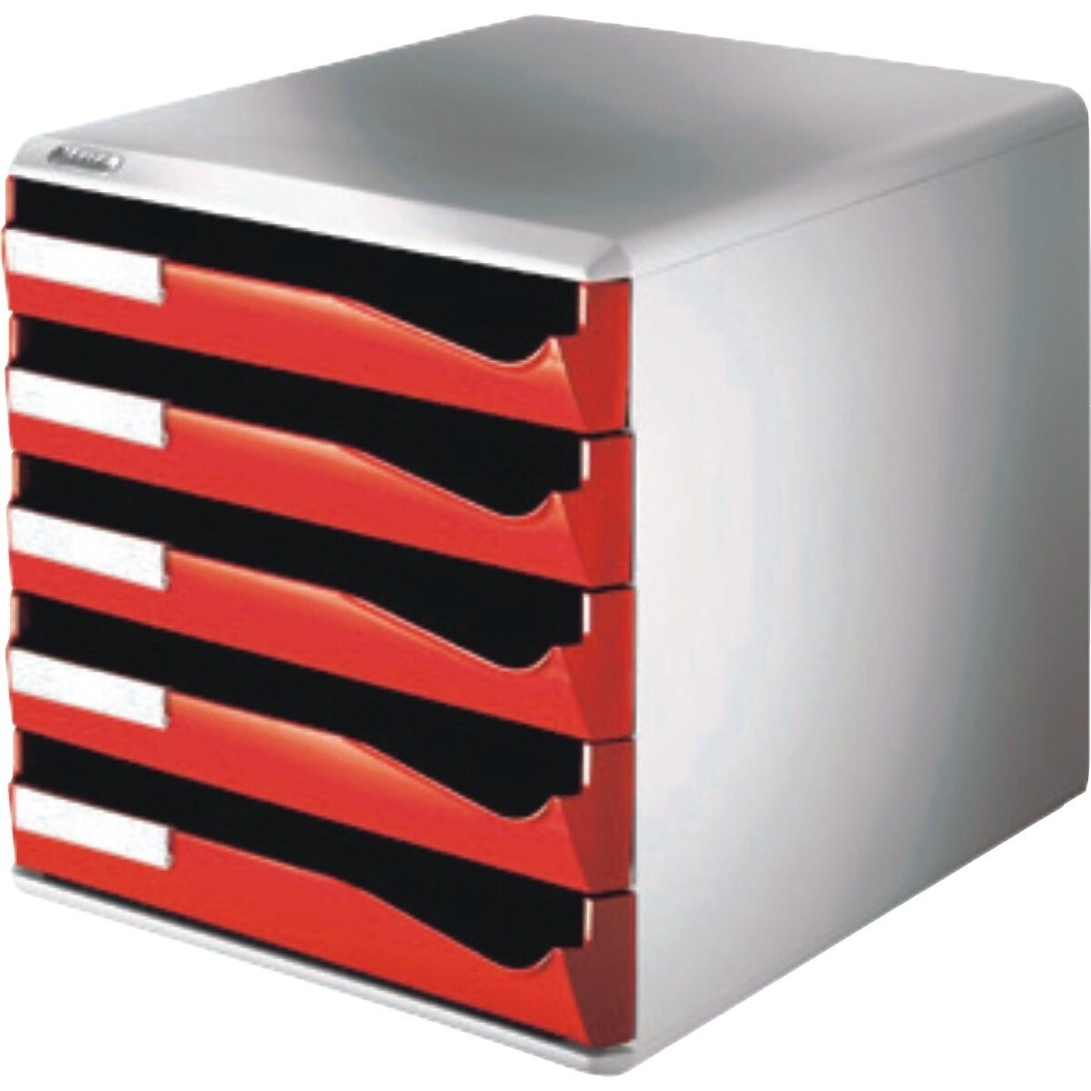 LEITZ Organizer Schubladenset Postset 5 Schubladen lichtgrau/rot