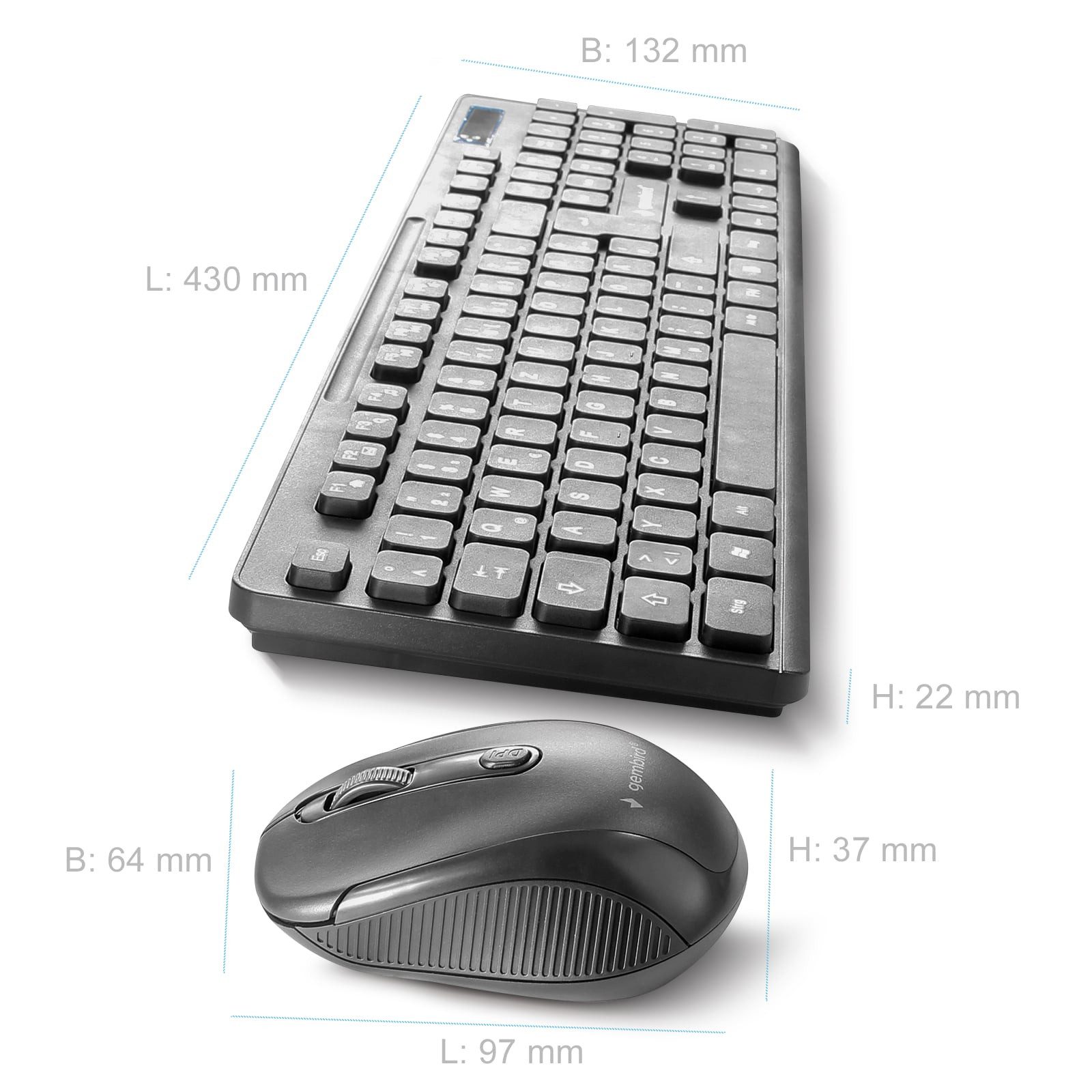 Gembird KBS-WCH-03-DE USB - Ergonomisches Funk Wireless Tastatur- und Maus-Set, Kabellos – Bild 5 von 5