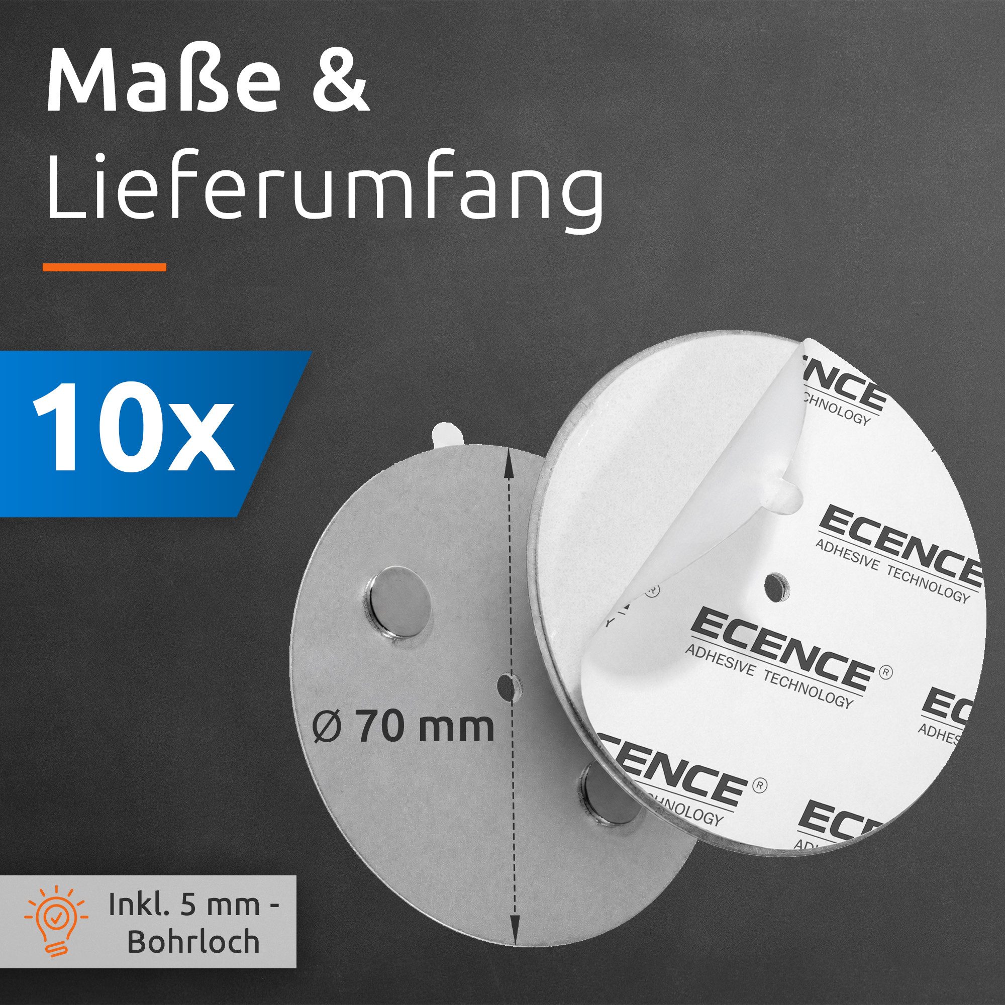 ECENCE Magnethalter 10x Magnethalterung 70mm für Rauchmelder (10-St) – Bild 4 von 5