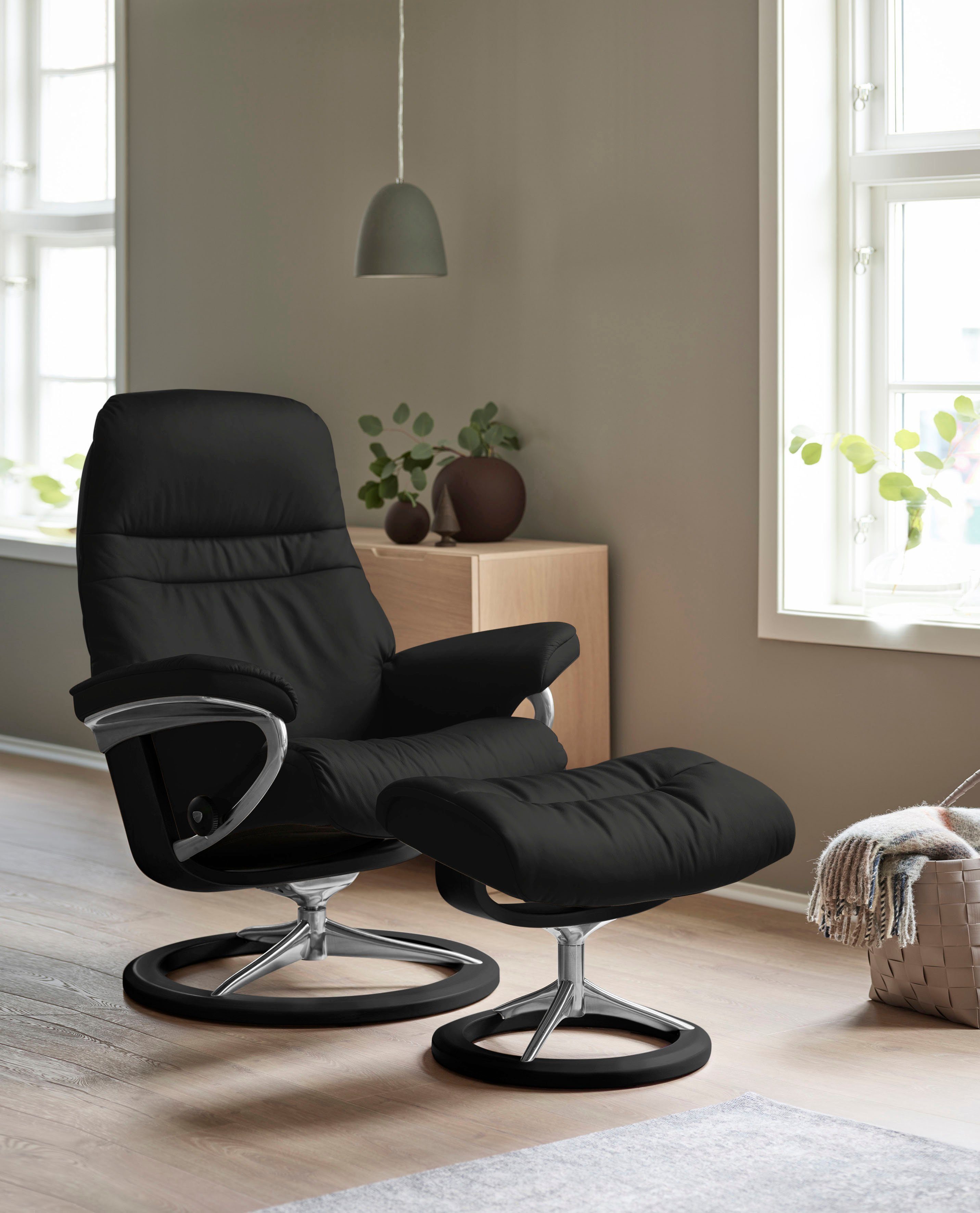 Stressless® Relaxsessel Sunrise (Set, Relaxsessel mit Hocker), mit Signature Base, Größe M, Gestell Schwarz