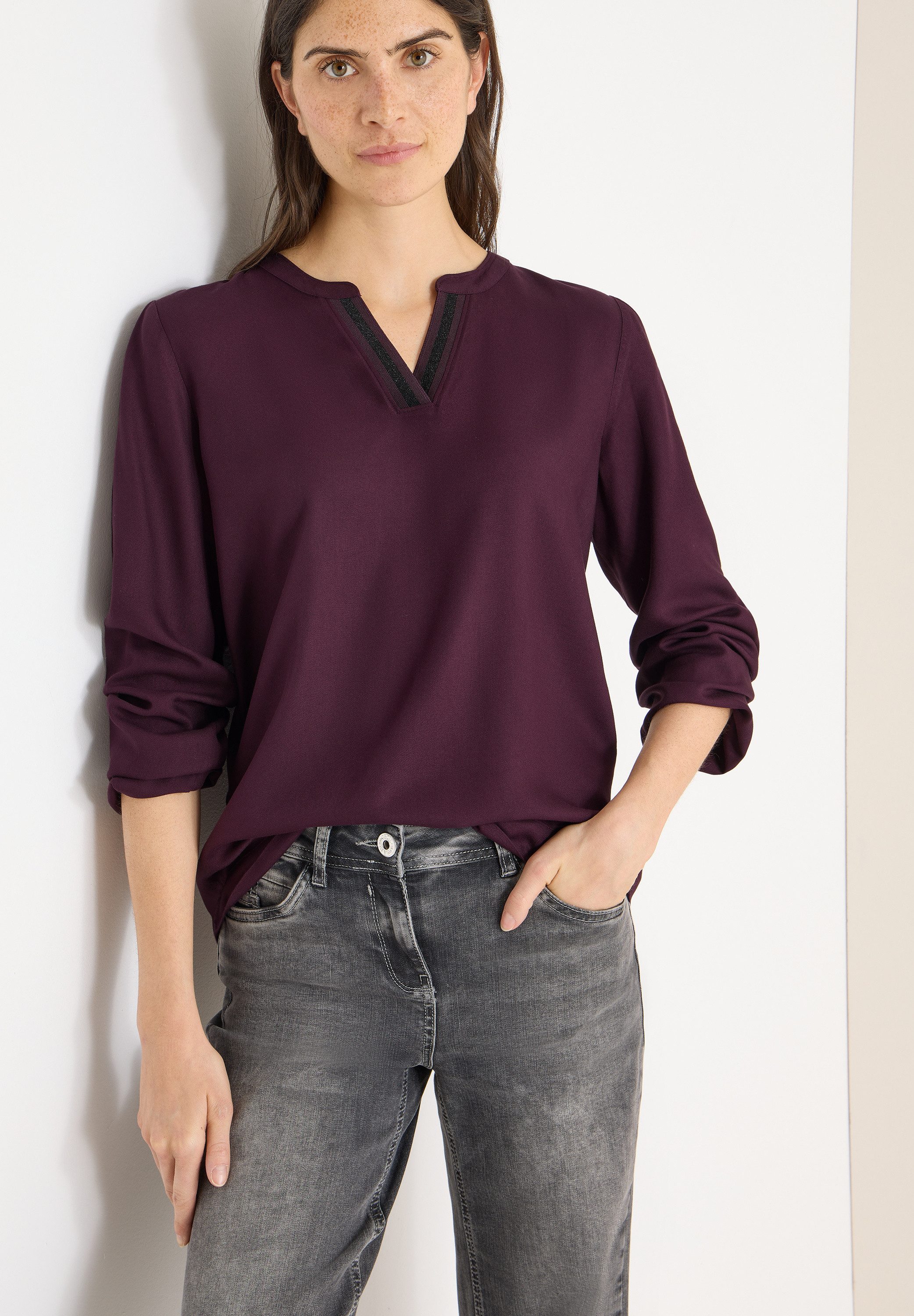 CECIL Schlupfbluse Split Neck mit Glitzerdetail günstig online kaufen