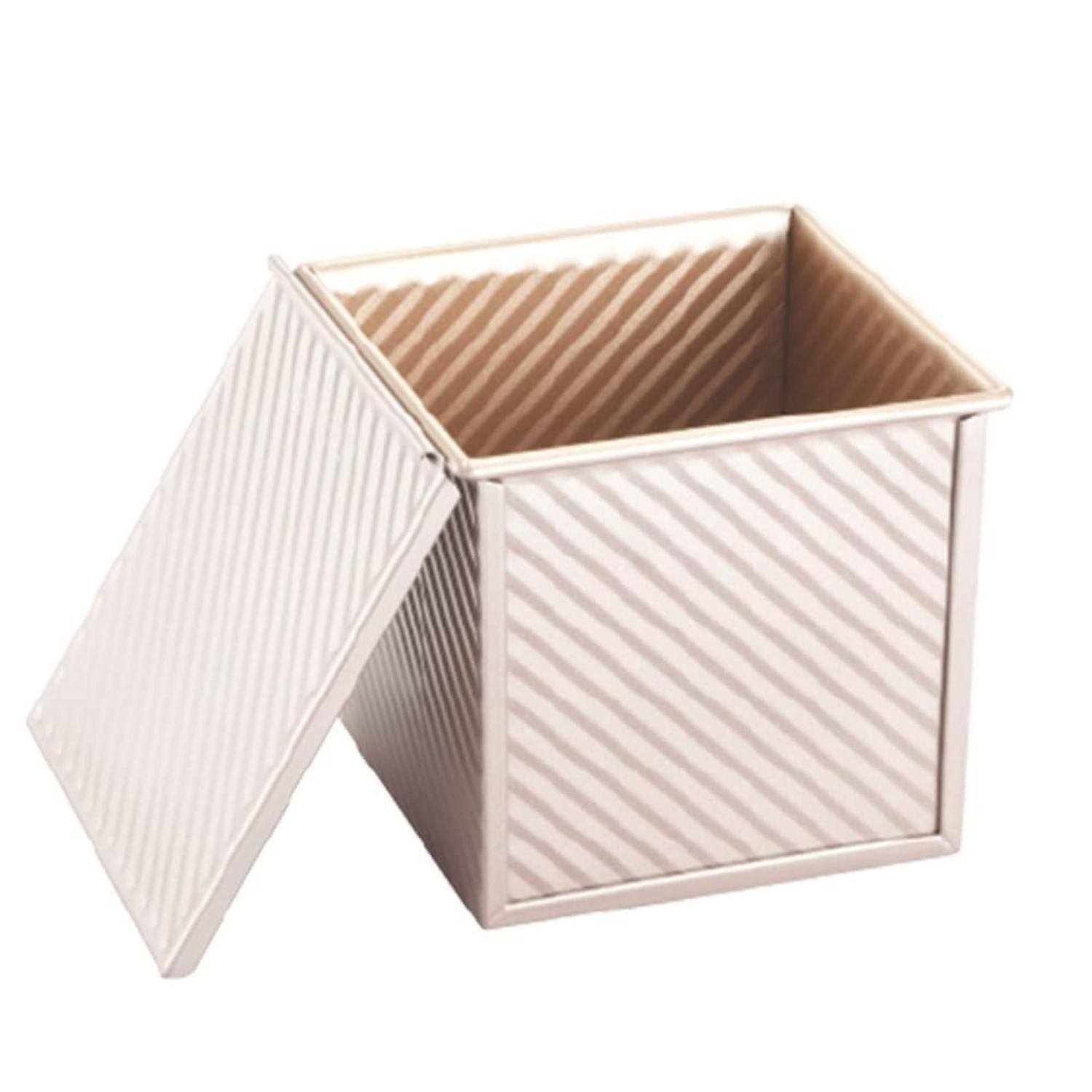 LuxusKollektion Brotbackform Brotbackform mit Deckel Quadrat Gold 15cm, (1-tlg)
