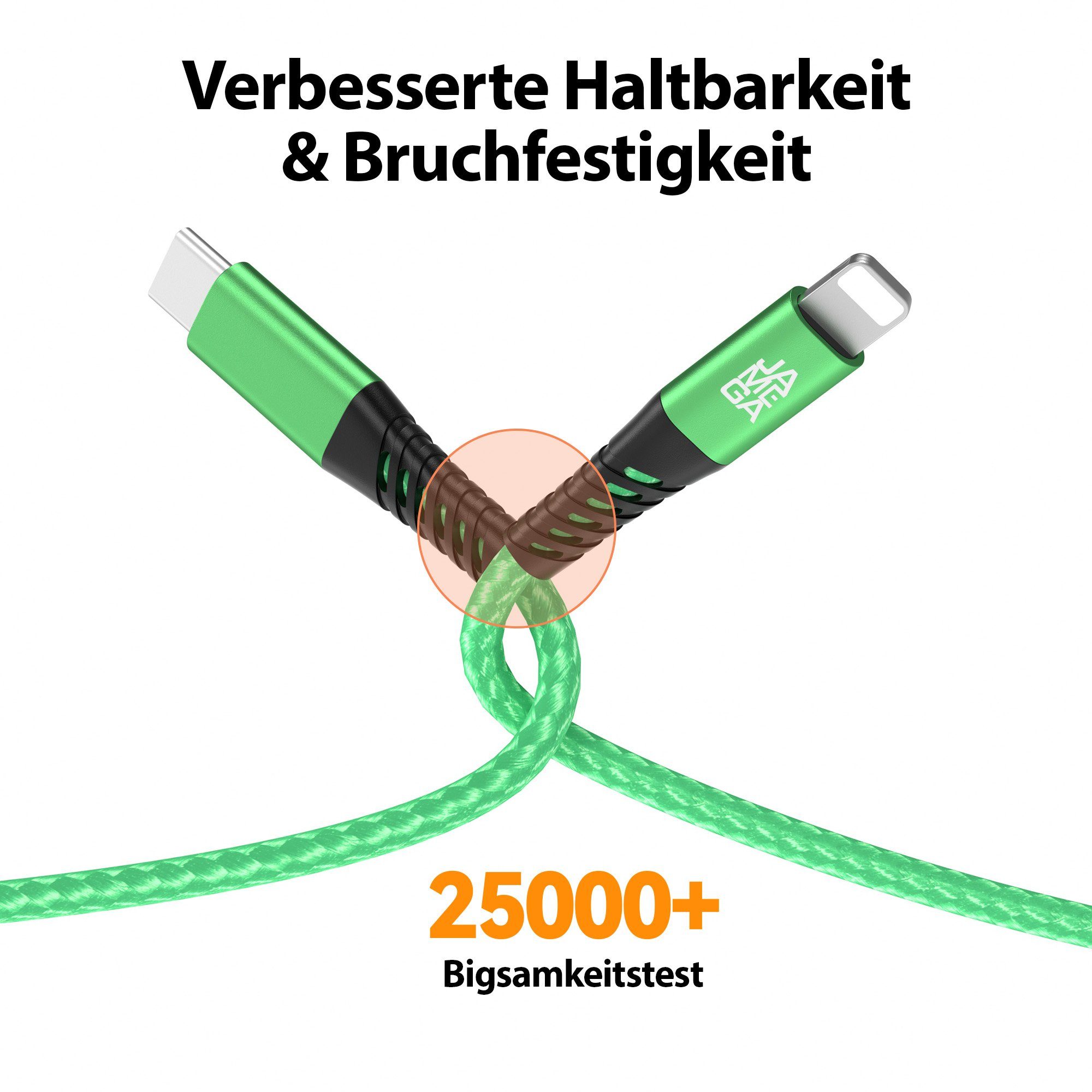 JAMEGA USB-C zu Iphone Kabel 480M 60W - verschiedene Farben - 0,5m - 3m USB-Kabel, USB Typ C, 8-Pin Stecker - kompatibel mit Iphone (100 cm)