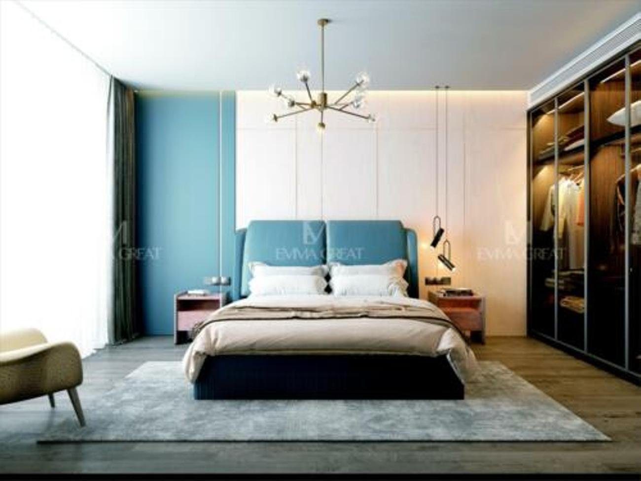 2x Schlafzimmer Design Möbel Set JVmoebel Luxus 3tlg. Nachttisch Bett Hotel Schlafzimmer-Set