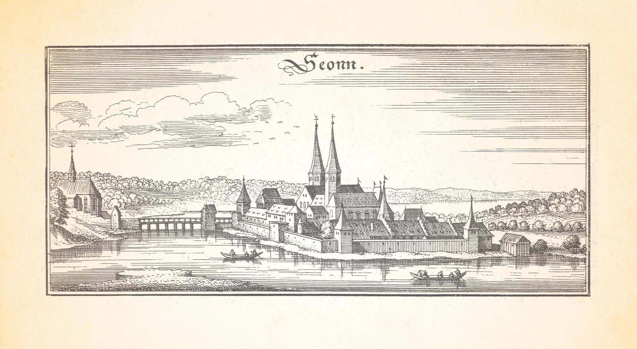 Kunstdruck Seonn Seeon Benediktinerkloster Schloss Seeoner See Kupferstich Merian