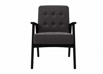 andas Sessel Alvared, Wellenunterfederung für hohen Sitzkomfort, Buche-Massivholz in schwarz