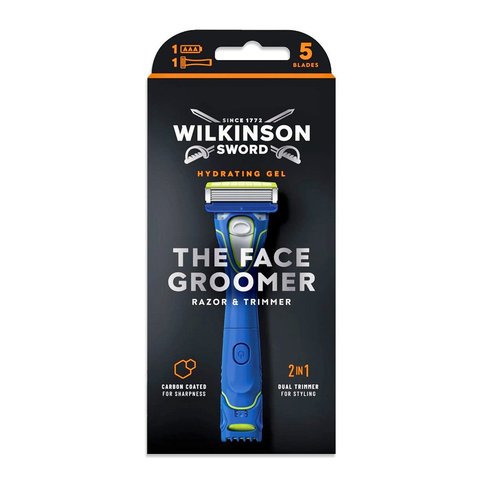 Wilkinson Körperrasierer HYDRO 5 The Face Groomer 2in1 Rasierer & Trimmer, mit batteriebetriebener Trimmerfunktion