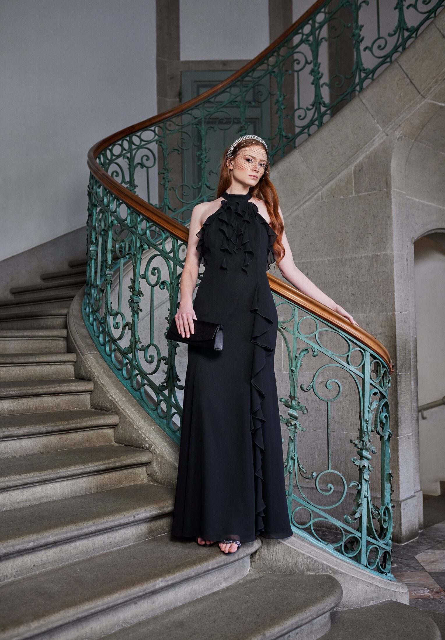 SWING Maxikleid - Rüschenkleid - Abendkleid aus nachhaltigem Chiffon