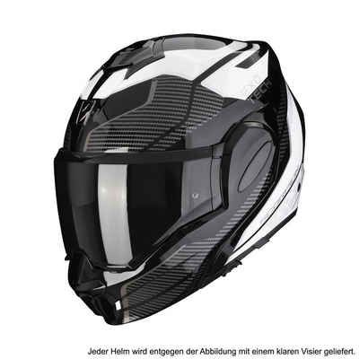 Scorpion Exo Motorradhelm Exo-Tech Evo Animo schwarz-weiß, Über-Klapp-Helm Sonnenvisier Pinlock Bluetooth vorbereitet