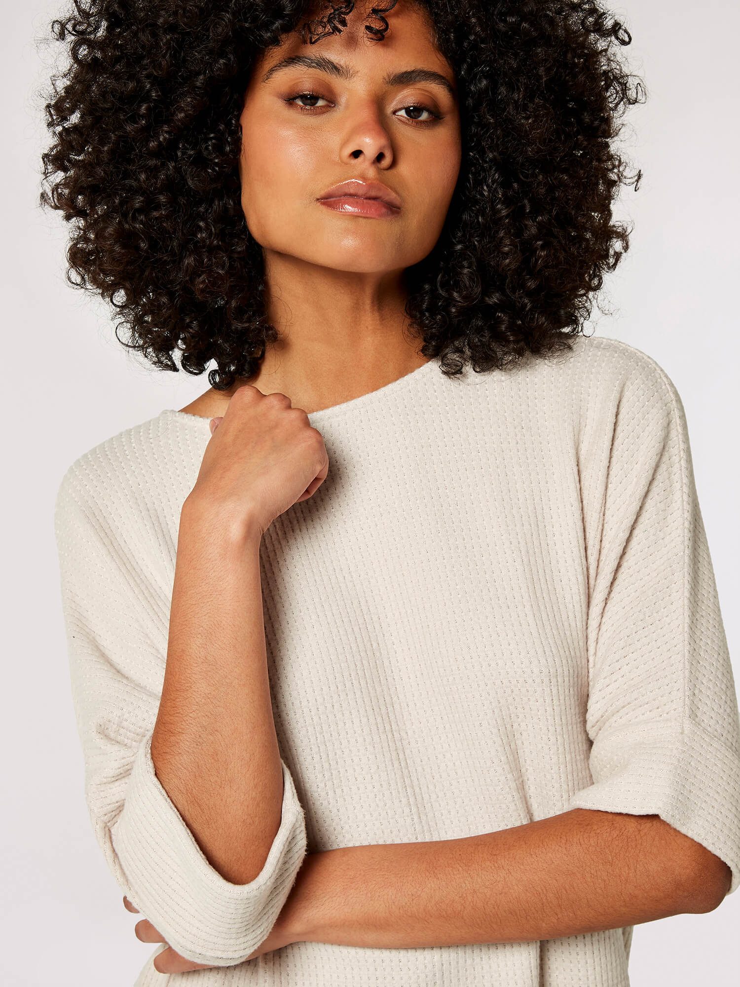 Apricot Rundhalspullover Longpullover mit umgeschlagenen Ärmeln günstig online kaufen