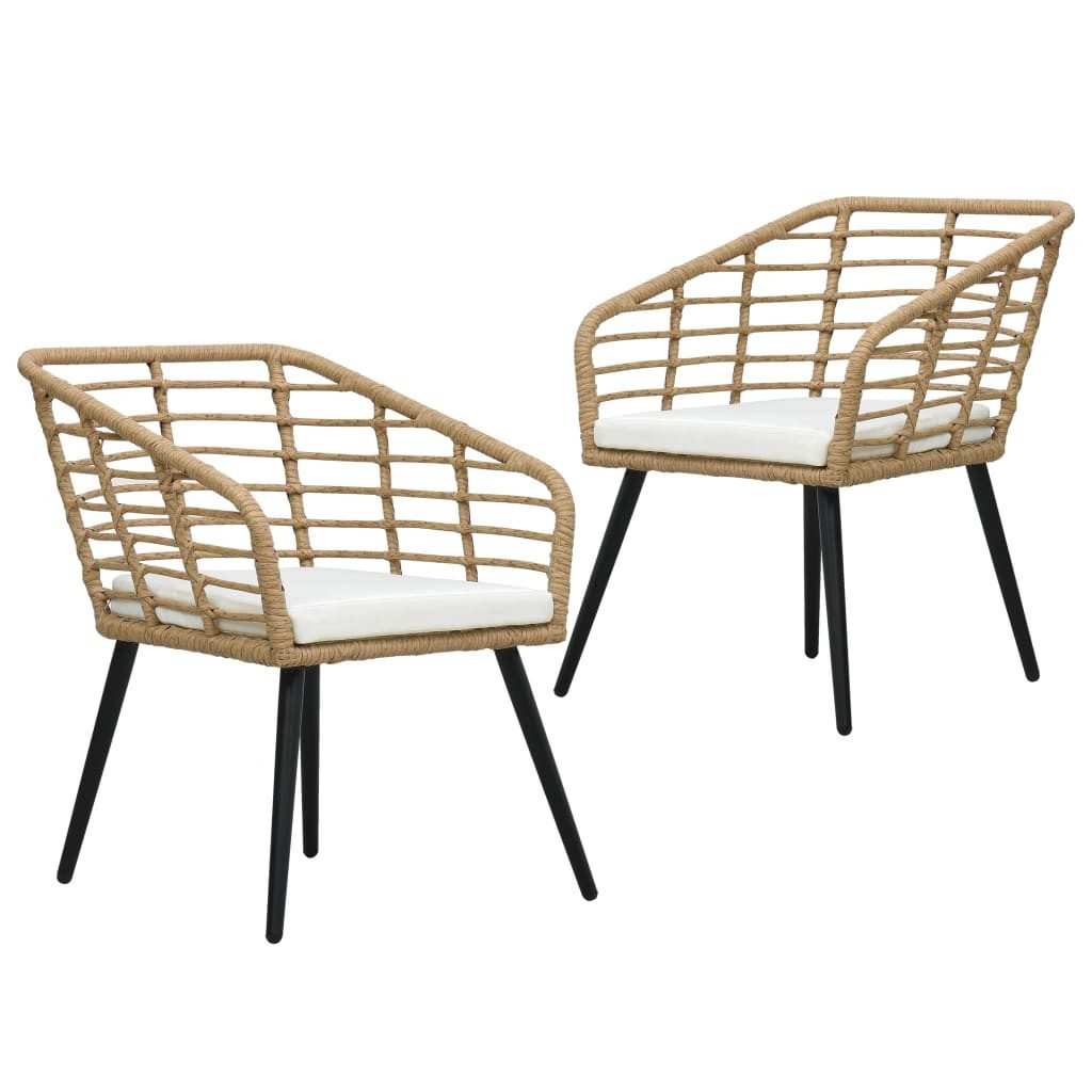 furnicato Gartenstuhl Poly Rattan Stuhl-Set 63,5x53,5x77 cm in Eiche, Schwarz und Weiß (2 St)