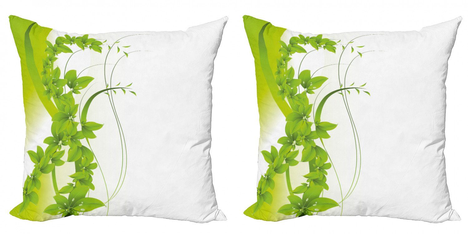 Kissenbezüge Modern Accent Doppelseitiger Digitaldruck, Abakuhaus (2 Stück), Grün Blooming Fantasie Flora