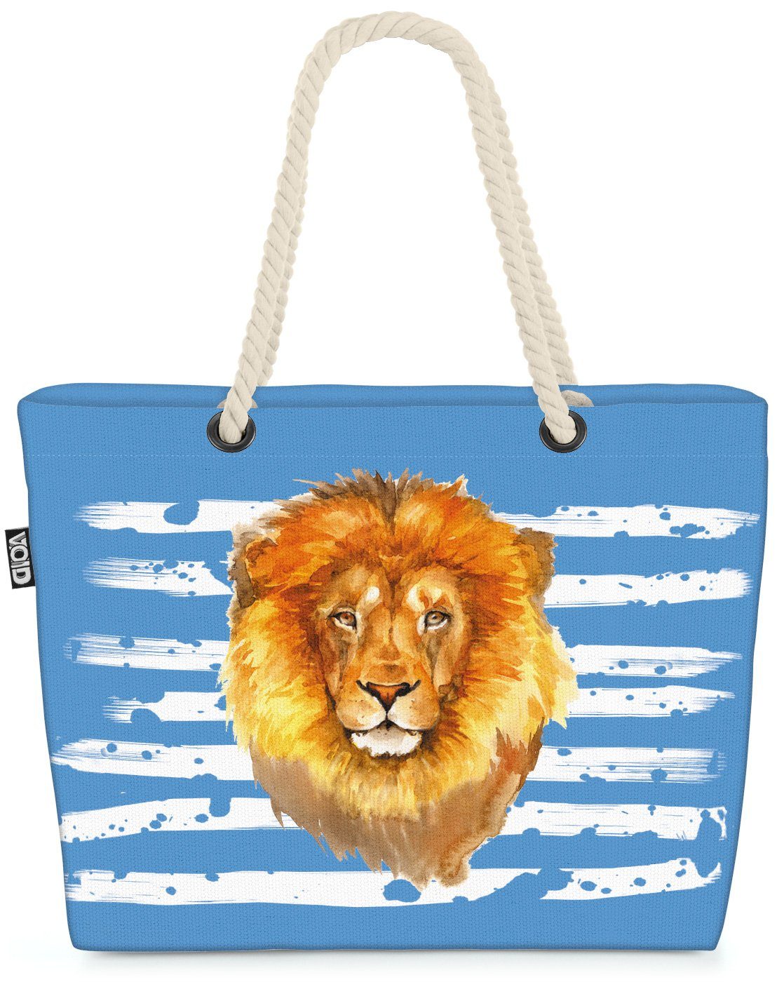 VOID Strandtasche (1-tlg), Löwe Safari Wildkatze Lion Wild Tier blau