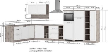 Kochstation Küche KS-Lana, Stellbreite 240/420 cm, wahlweise mit E-Geräten