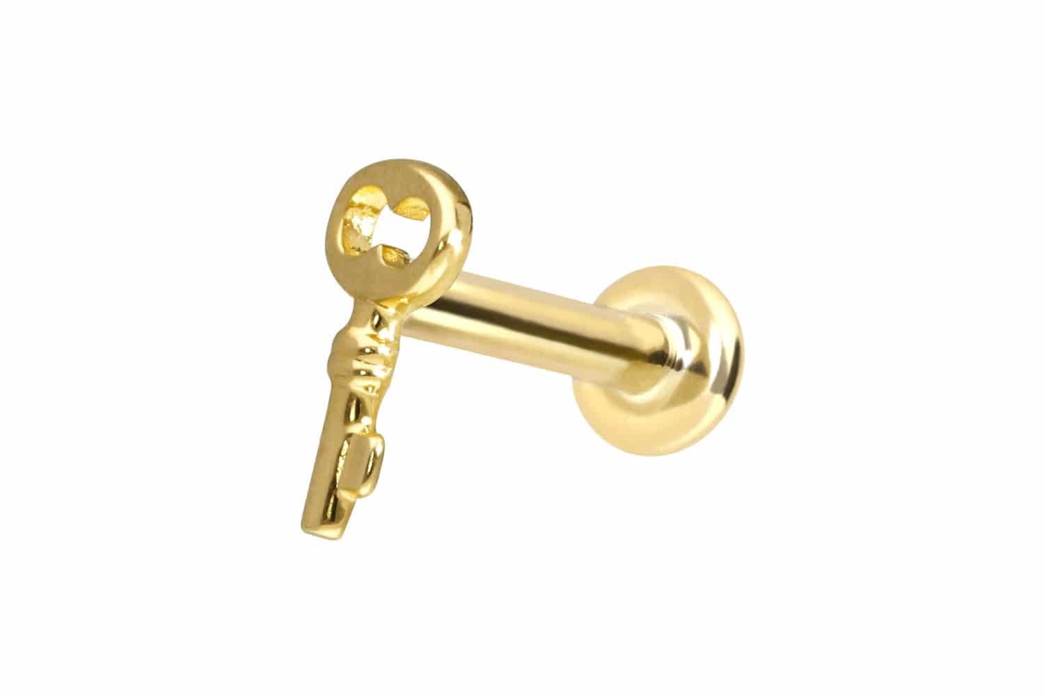 Piercing-Set 14 Karat Gold Labret mit Push Fit SCHLÜSSEL