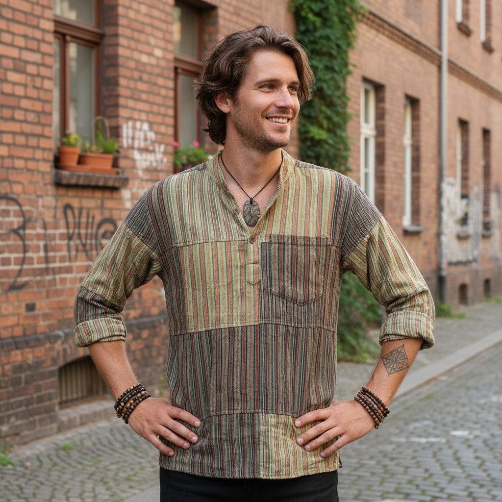 Guru-Shop Hemd & Shirt Nepal Ethno Patchworkhemd, stonewash Freizeit.. Hipp günstig online kaufen