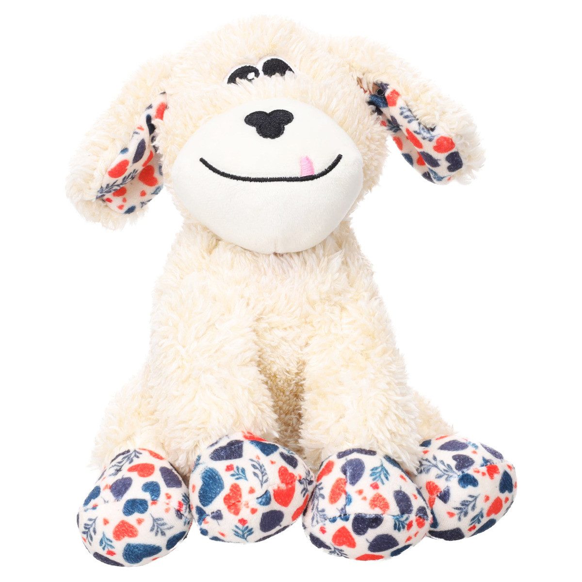 Flamingo Tierkuscheltier Hundespielzeug Floreo Hund sitzend beige