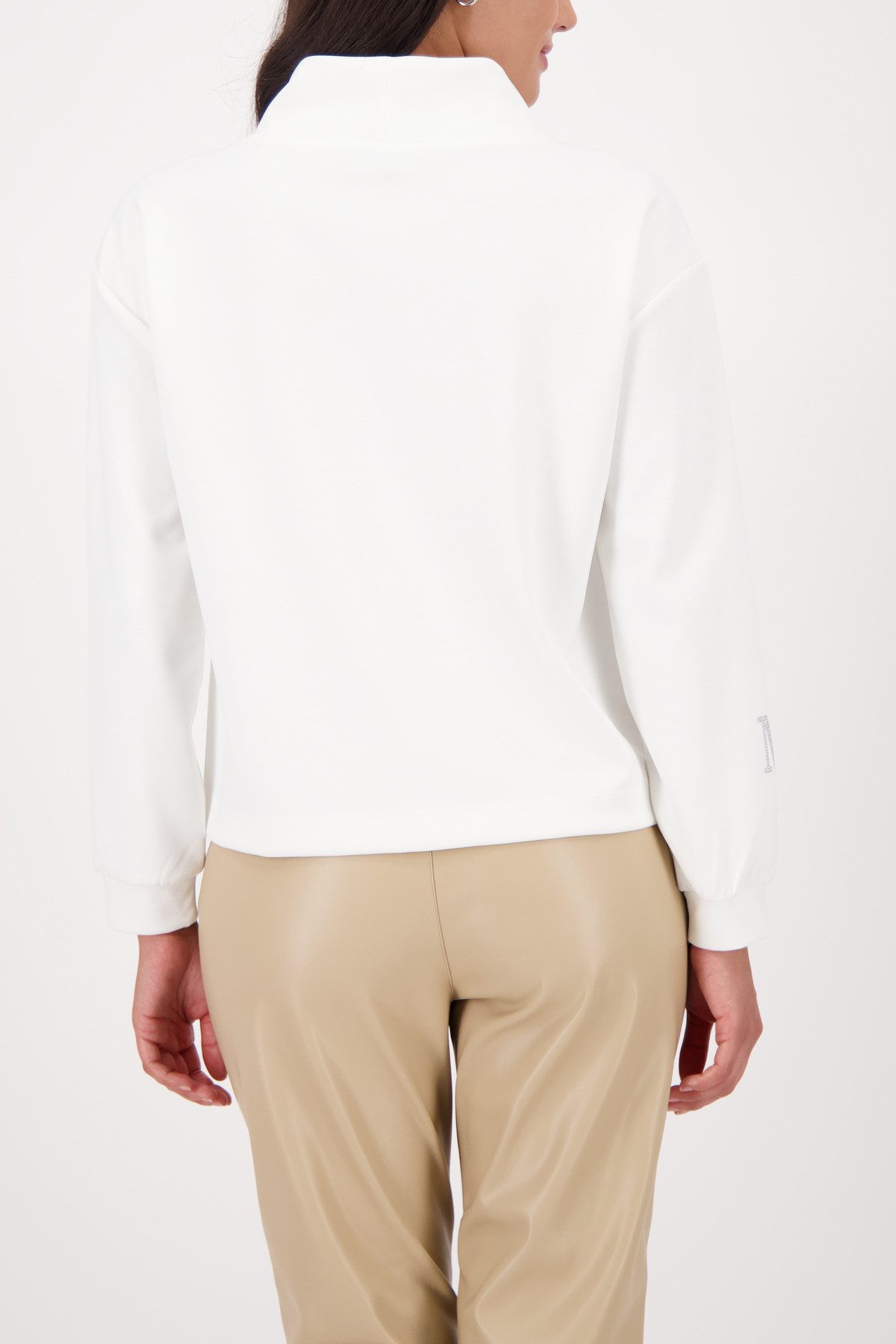 Monari Sweatshirt Sweatshirt Schmuckdetail Stehkragen mit Bindeband, Logo a günstig online kaufen