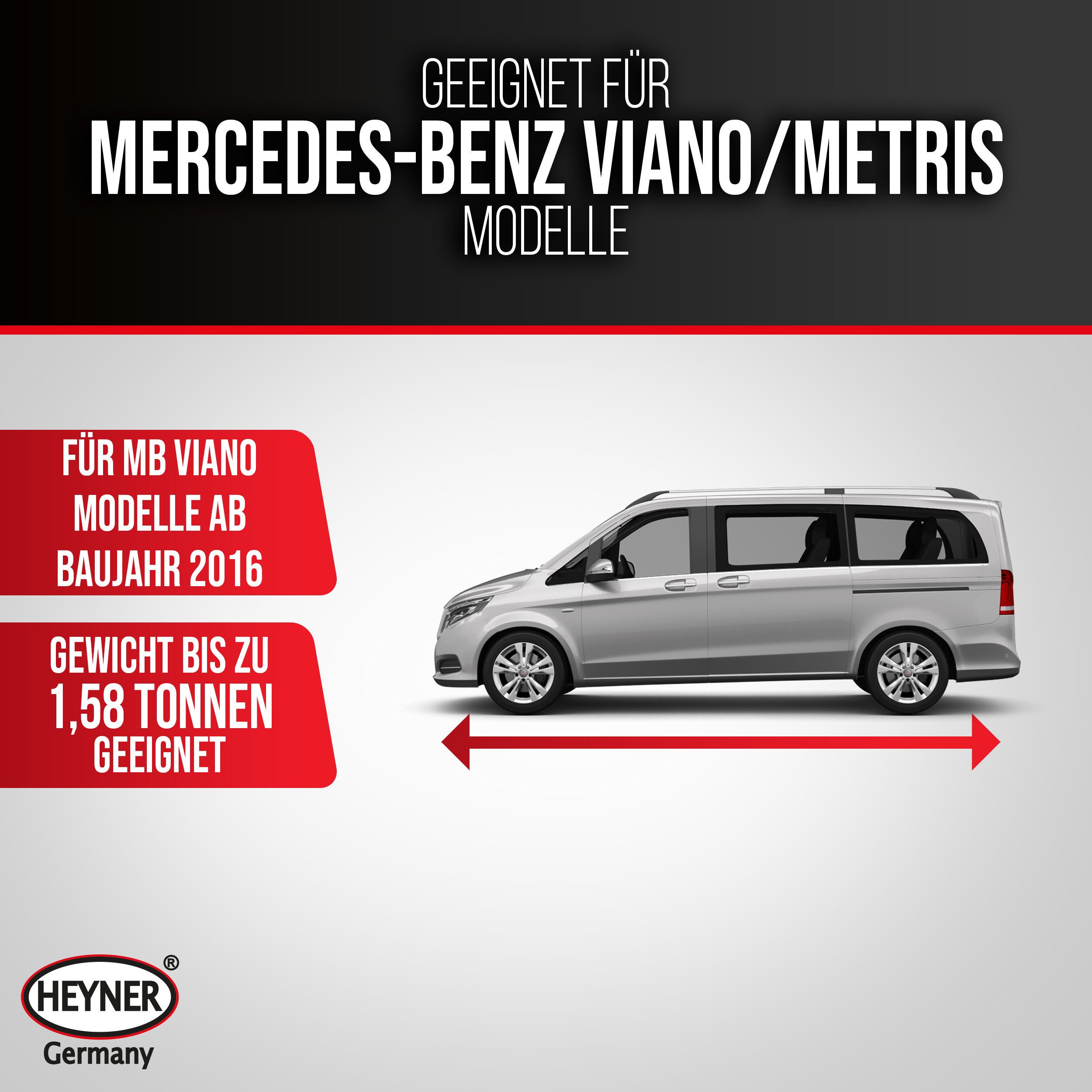 HEYNER Wagenheber OEM Erstausrüsterqualität Mercedes Vito/Metris bis 1580 kg, max. Hubhöhe: 38 cm, 1-tlg.